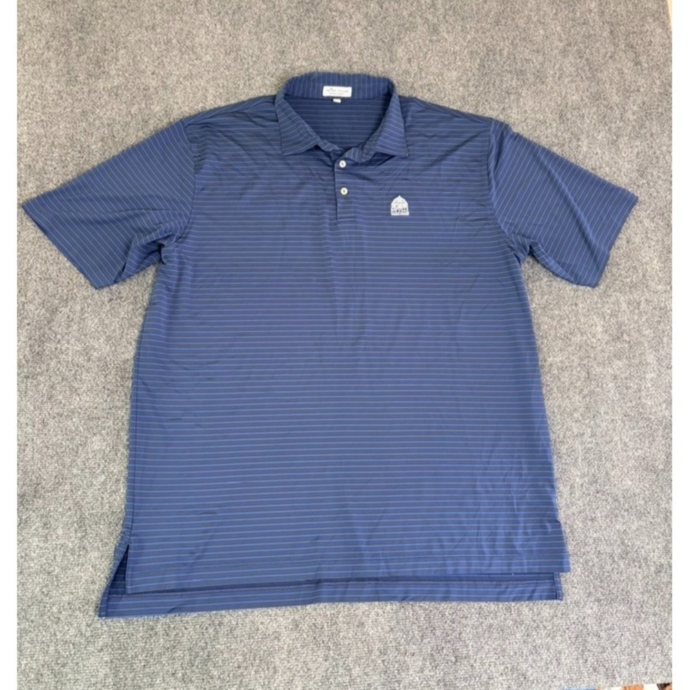 Peter Millar SummerComfort Polo Shirt Mens Blue Striped Size‎ XXL W/Bayville Log